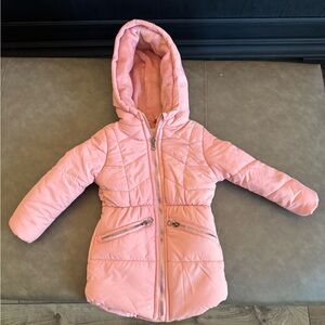 Pink Hooded Puffer Coat